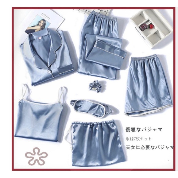 7 PIECE SATIN SILK PJ SET - Picture 5 of 16